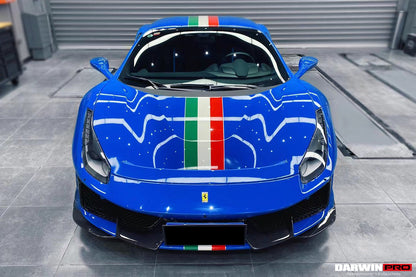 Parachoques delantero parcial de fibra de carbono DarwinPRO para Ferrari 488 Pista 2018-2022