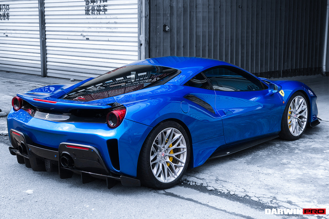 DarwinPRO 2015-2020 Ferrari 488 Spider Pista Style Carbon Fiber Rear Bumper And Wing