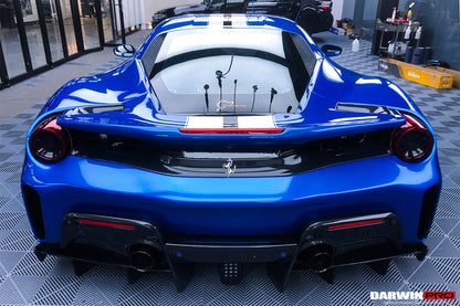 DarwinPRO 2015-2020 Ferrari 488 Spider Pista Style Carbon Fiber Rear Bumper And Wing