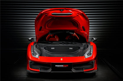 DarwinPRO 2015-2020 Ferrari 488 GTB | Spider Pista Style Carbon Fiber Front Bumper Set with Hood