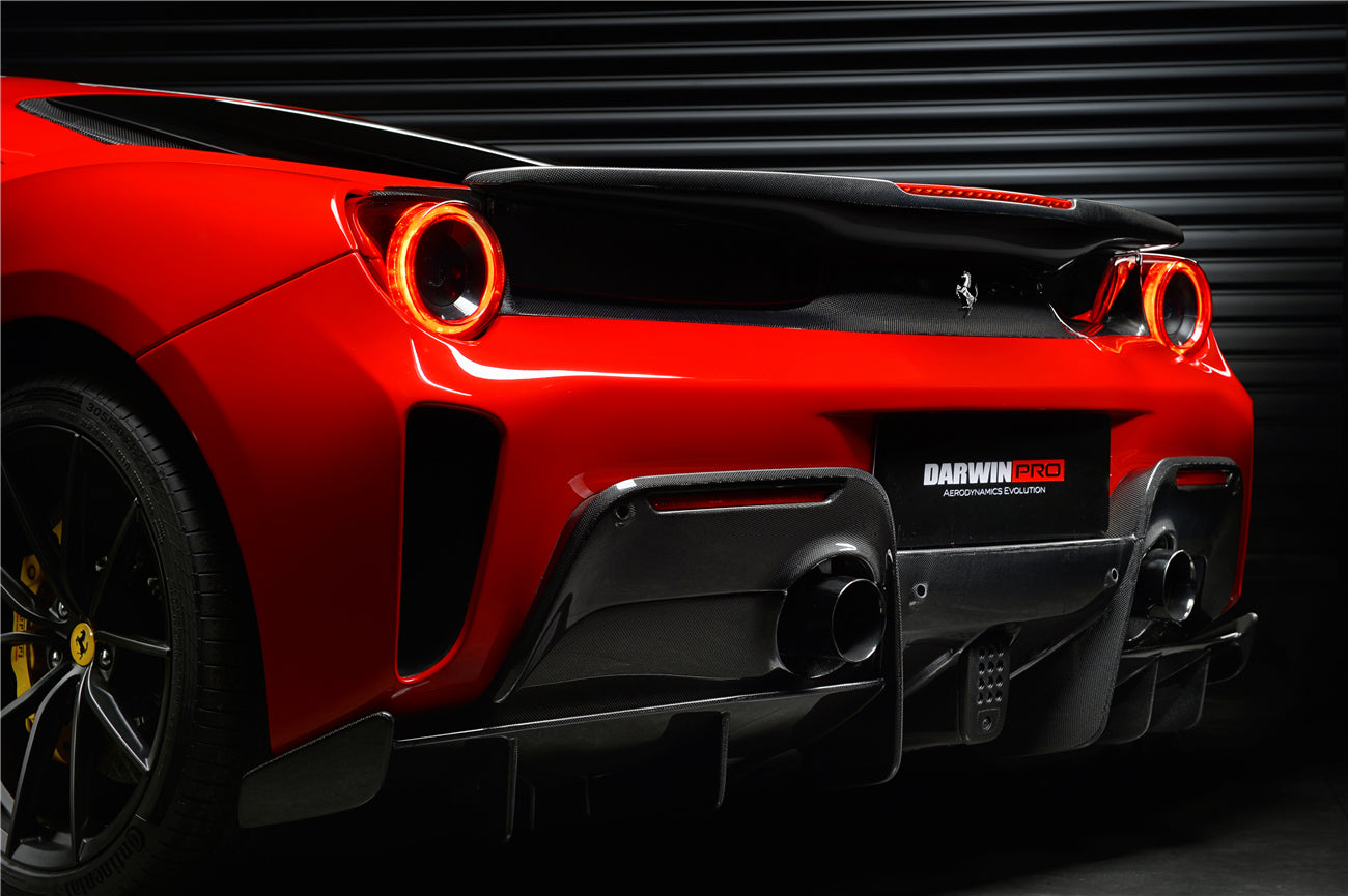 Parachoques trasero y alerón de fibra de carbono DarwinPRO 2015-2020 Ferrari 488 GTB estilo pista