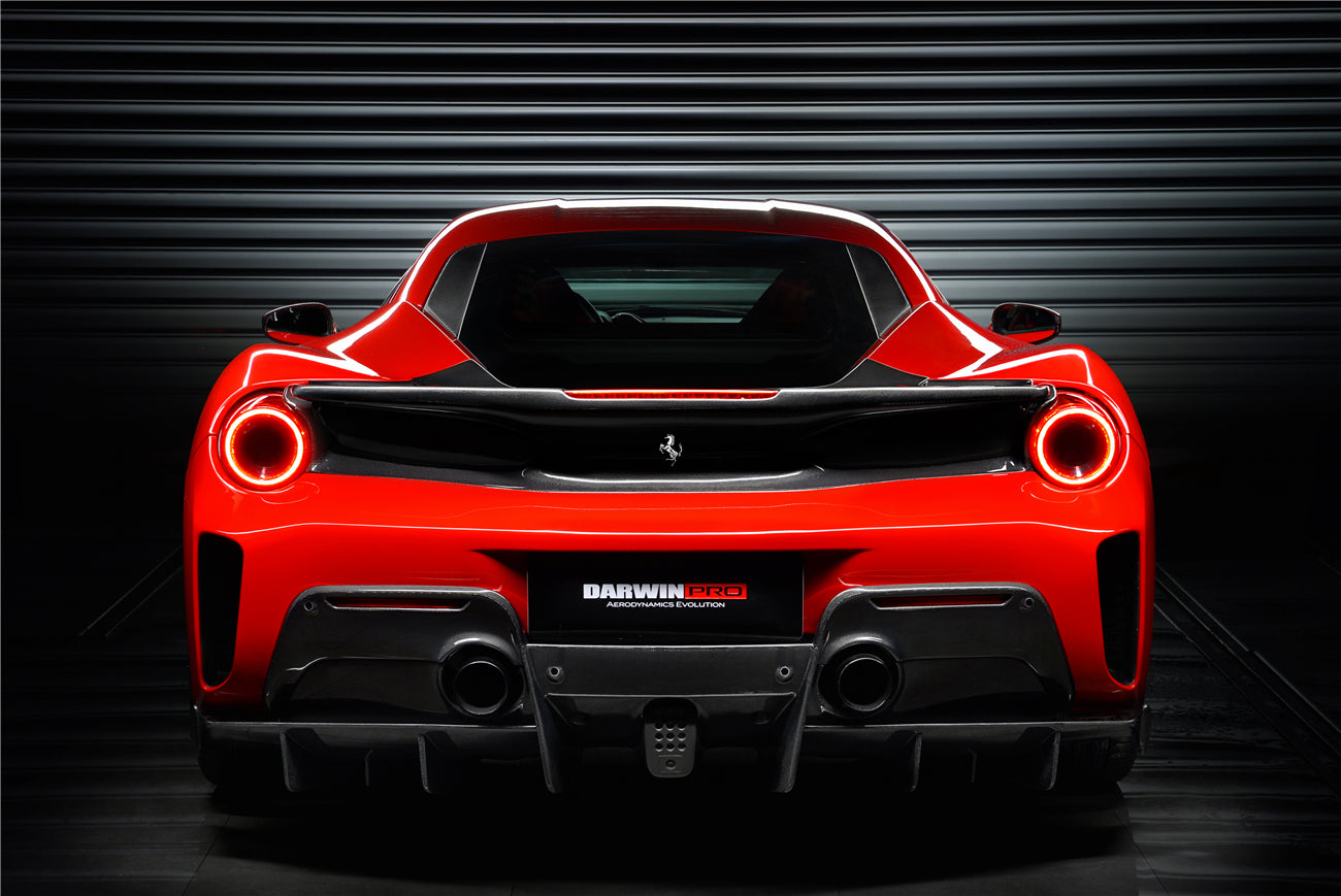 Parachoques trasero y alerón de fibra de carbono DarwinPRO 2015-2020 Ferrari 488 GTB estilo pista