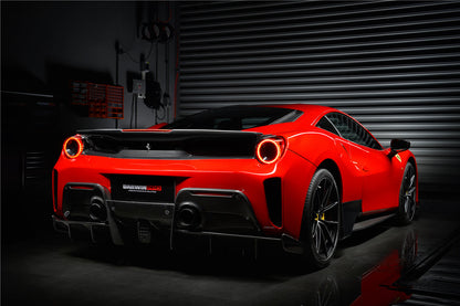 Parachoques trasero y alerón de fibra de carbono DarwinPRO 2015-2020 Ferrari 488 GTB estilo pista