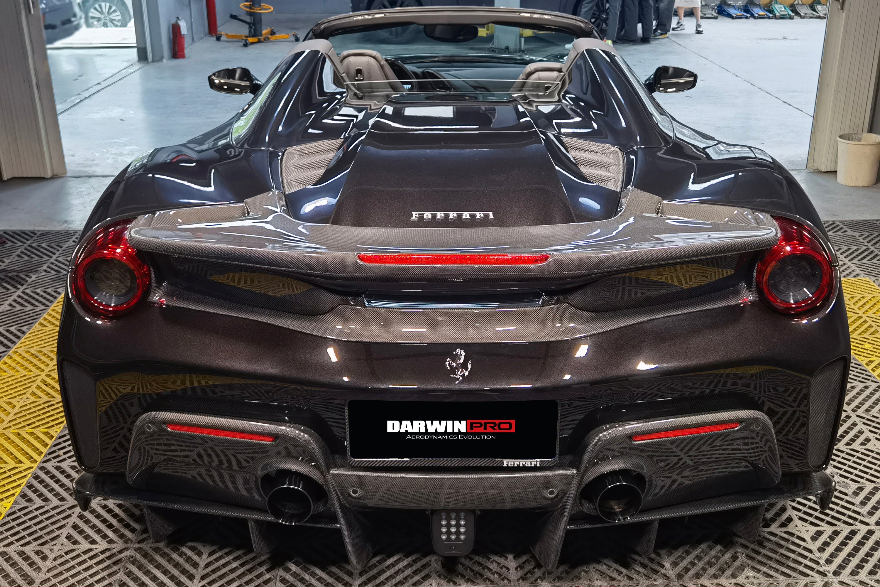 DarwinPRO 2015-2020 Ferrari 488 Spider Pista Style Carbon Fiber Rear Bumper And Wing