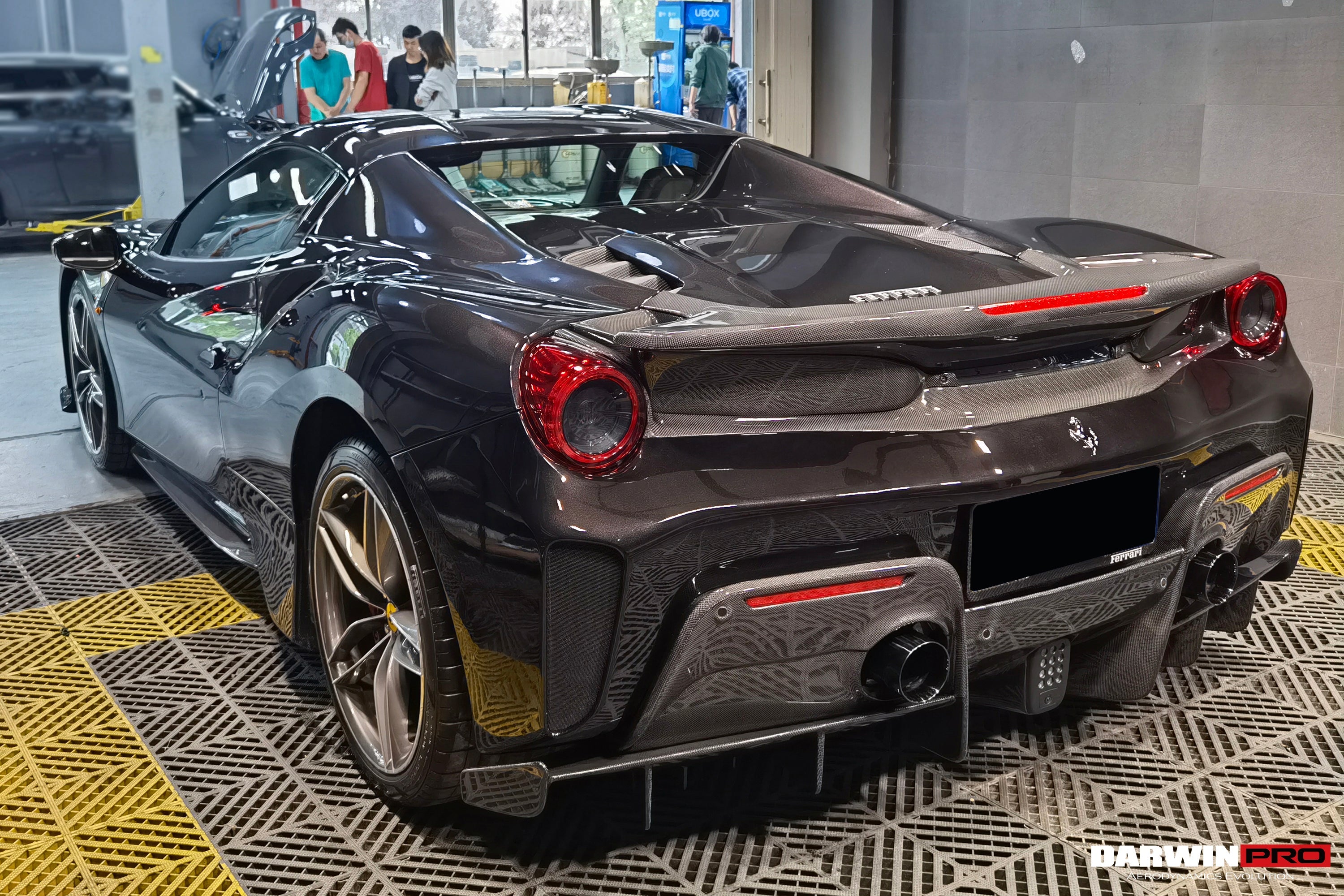 DarwinPRO 2015-2020 Ferrari 488 Spider Pista Style Carbon Fiber Rear Bumper And Wing