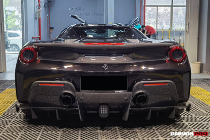 DarwinPRO 2015-2020 Ferrari 488 Spider Pista Style Carbon Fiber Rear Bumper And Wing