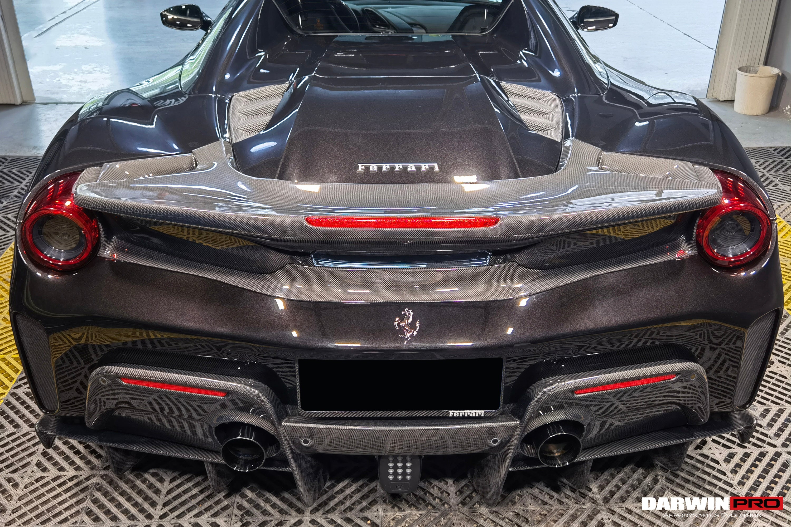DarwinPRO 2015-2020 Ferrari 488 Spider Pista Style Carbon Fiber Rear Bumper And Wing