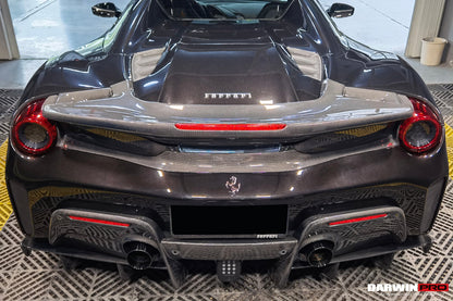 DarwinPRO 2015-2020 Ferrari 488 Spider Pista Style Carbon Fiber Rear Bumper And Wing