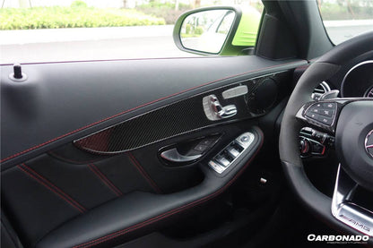 Carbonado 2015-2021 Mercedes Benz W205 C Class GLC X253 Carbon Fiber Interior Door Handle Cover Trim