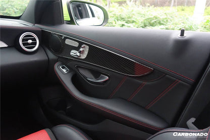 Carbonado 2015-2021 Mercedes Benz W205 C Class GLC X253 Carbon Fiber Interior Door Handle Cover Trim