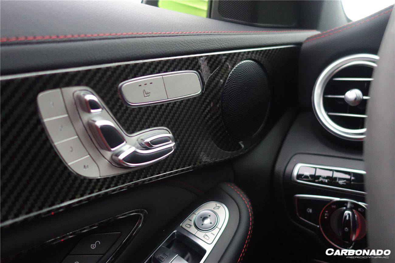 Carbonado 2015-2021 Mercedes Benz W205 C63 S AMG Sedan Dry Carbon Fiber Interior Door Panel Trim Cover Strip
