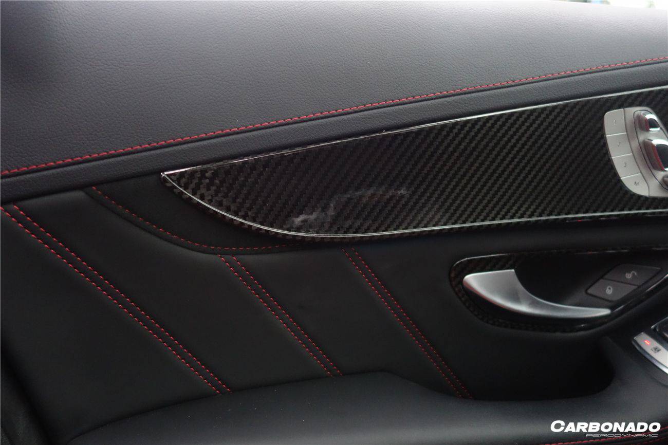 Carbonado 2015-2021 Mercedes Benz W205 C63 S AMG Sedan Dry Carbon Fiber Interior Door Panel Trim Cover Strip