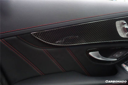 Carbonado 2015-2021 Mercedes Benz W205 C63 S AMG Sedan Dry Carbon Fiber Interior Door Panel Trim Cover Strip
