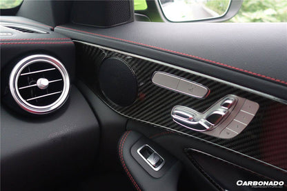 Carbonado 2015-2021 Mercedes Benz W205 C63 S AMG Sedan Dry Carbon Fiber Interior Door Panel Trim Cover Strip