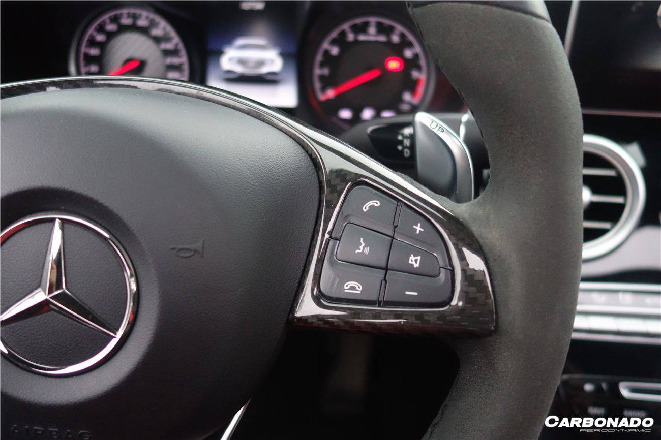 Carbonado 2015-2021 Mercedes Benz W205 C63 AMG Dry Carbon Fiber Interior Steering wheel Trim