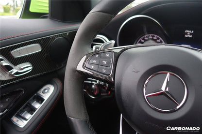 Carbonado 2015-2021 Mercedes Benz W205 C63 AMG Dry Carbon Fiber Interior Steering wheel Trim