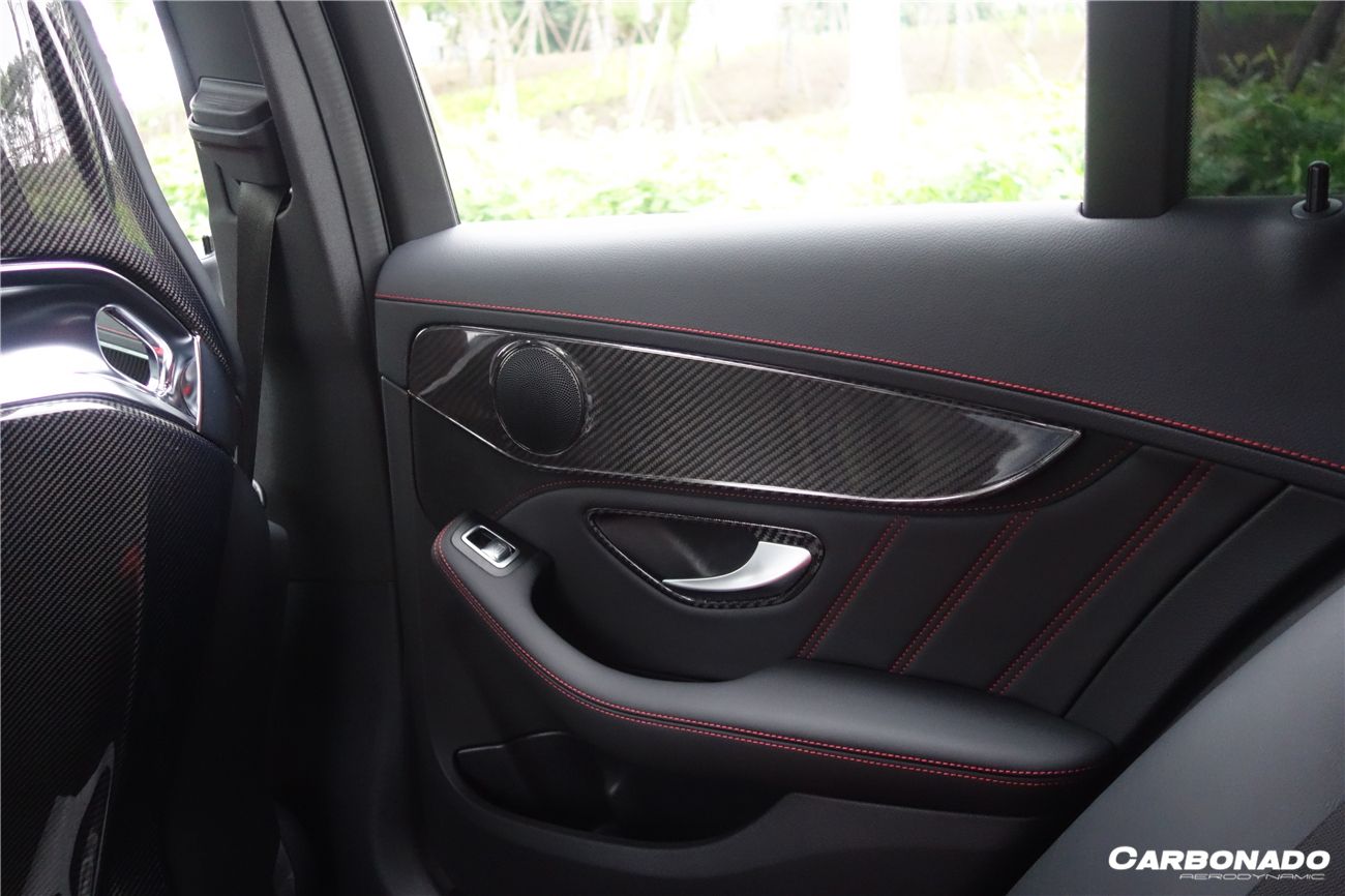 Carbonado 2015-2021 Mercedes Benz W205 C63 S AMG Sedan Dry Carbon Fiber Interior Door Panel Trim Cover Strip