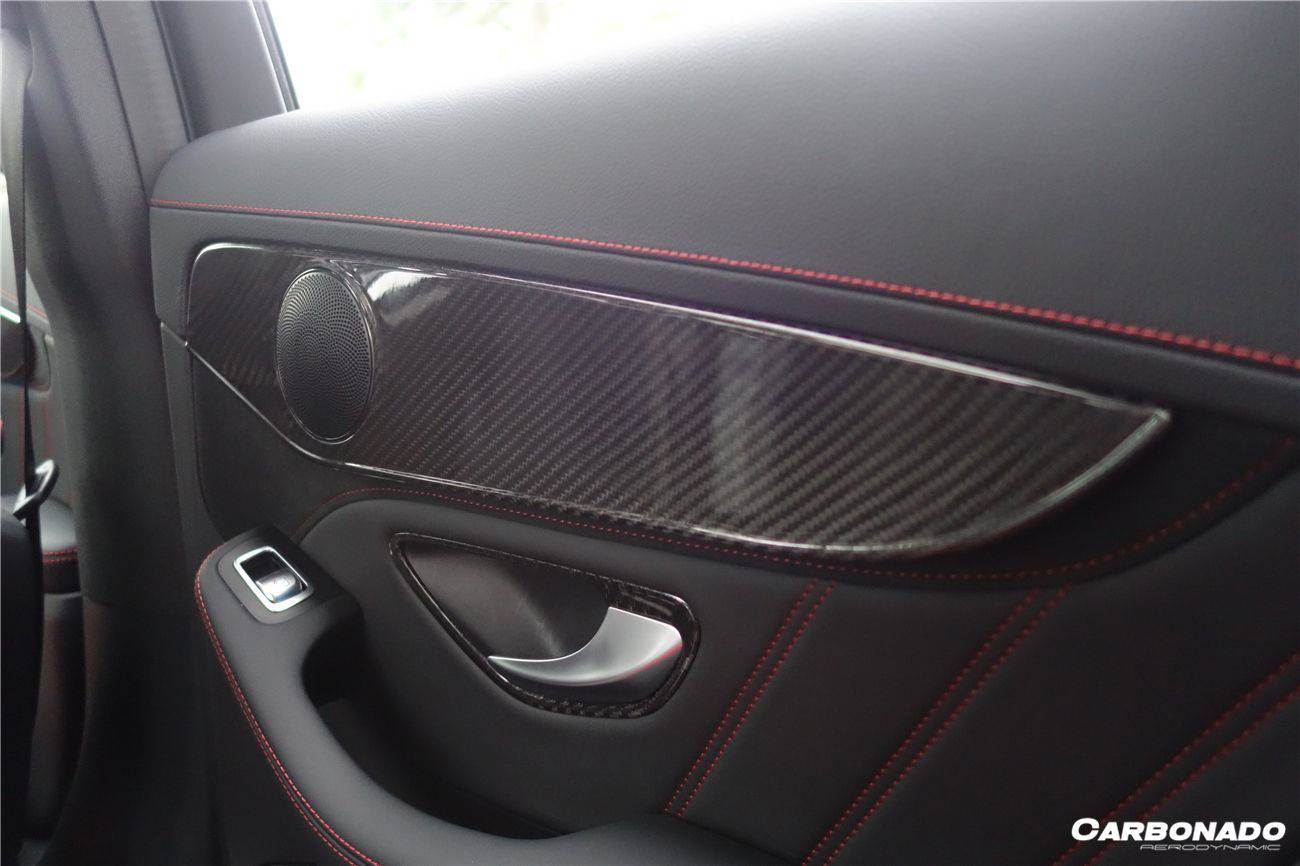 Carbonado 2015-2021 Mercedes Benz W205 C Class GLC X253 Carbon Fiber Interior Door Handle Cover Trim
