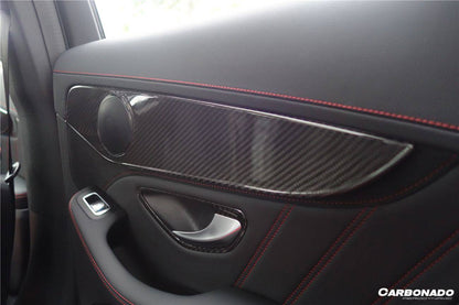 Carbonado 2015-2021 Mercedes Benz W205 C Class GLC X253 Carbon Fiber Interior Door Handle Cover Trim