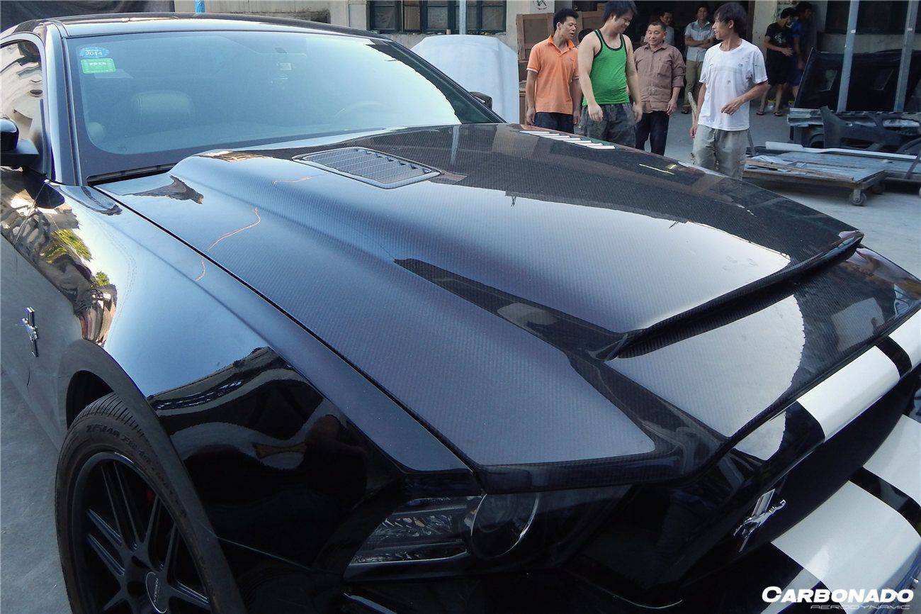 Carbonado 2010-2014 Ford Mustang GT500 Black Momba BC1 Style Hood