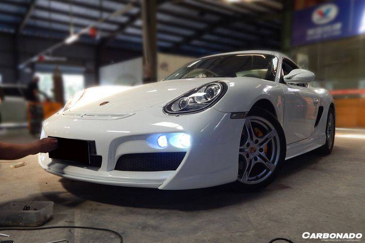 Carbonado 2009-2012 Porsche Cayman  Boxster 987 TA Style Front Bumper with  LED Lights