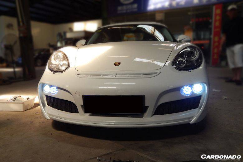 Carbonado 2009-2012 Porsche Cayman  Boxster 987 TA Style Front Bumper with  LED Lights