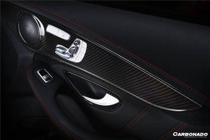 Carbonado 2015-2021 Mercedes Benz W205 C Class GLC X253 Carbon Fiber Interior Door Handle Cover Trim