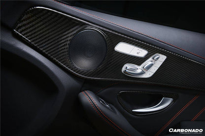 Carbonado 2015-2021 Mercedes Benz W205 C63 S AMG Sedan Dry Carbon Fiber Interior Door Panel Trim Cover Strip