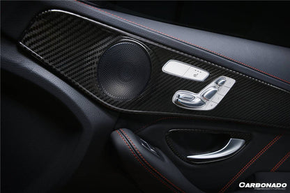 Carbonado 2015-2021 Mercedes Benz W205 C Class GLC X253 Carbon Fiber Interior Door Handle Cover Trim