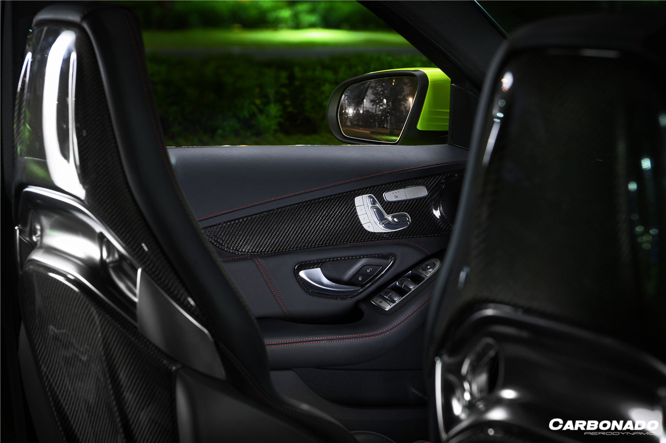 Carbonado 2015-2021 Mercedes Benz W205 C Class GLC X253 Carbon Fiber Interior Door Handle Cover Trim