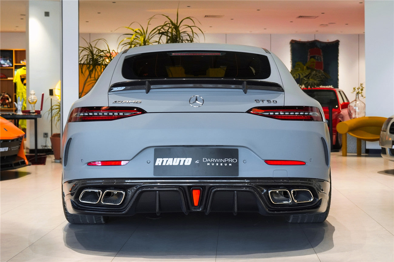 Difusor trasero de alto rendimiento DarwinPRO 2019-2024 Mercedes Benz AMG GT50 GT53 GT43 4Door Coupe X290 IMP con paneles reflectores y puntas de escape