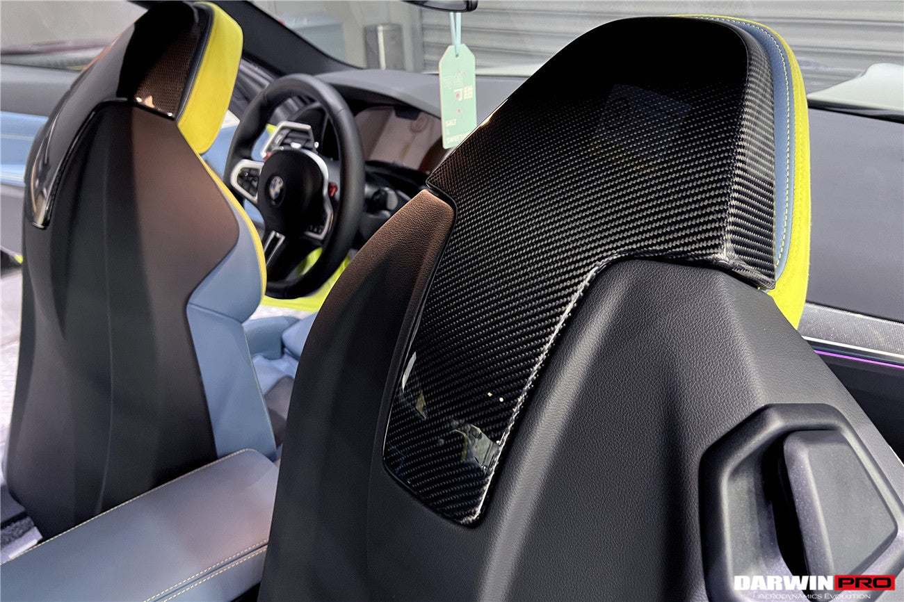 Funda de fibra de carbono para respaldo de asiento de BMW M3 G80 de DarwinPRO (2021 en adelante)