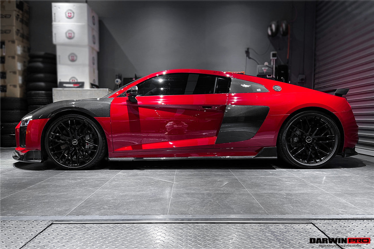Faldones laterales de fibra de carbono DarwinPRO 2016-2018 Audi R8 Coupe iMP Performance debajo del tablero