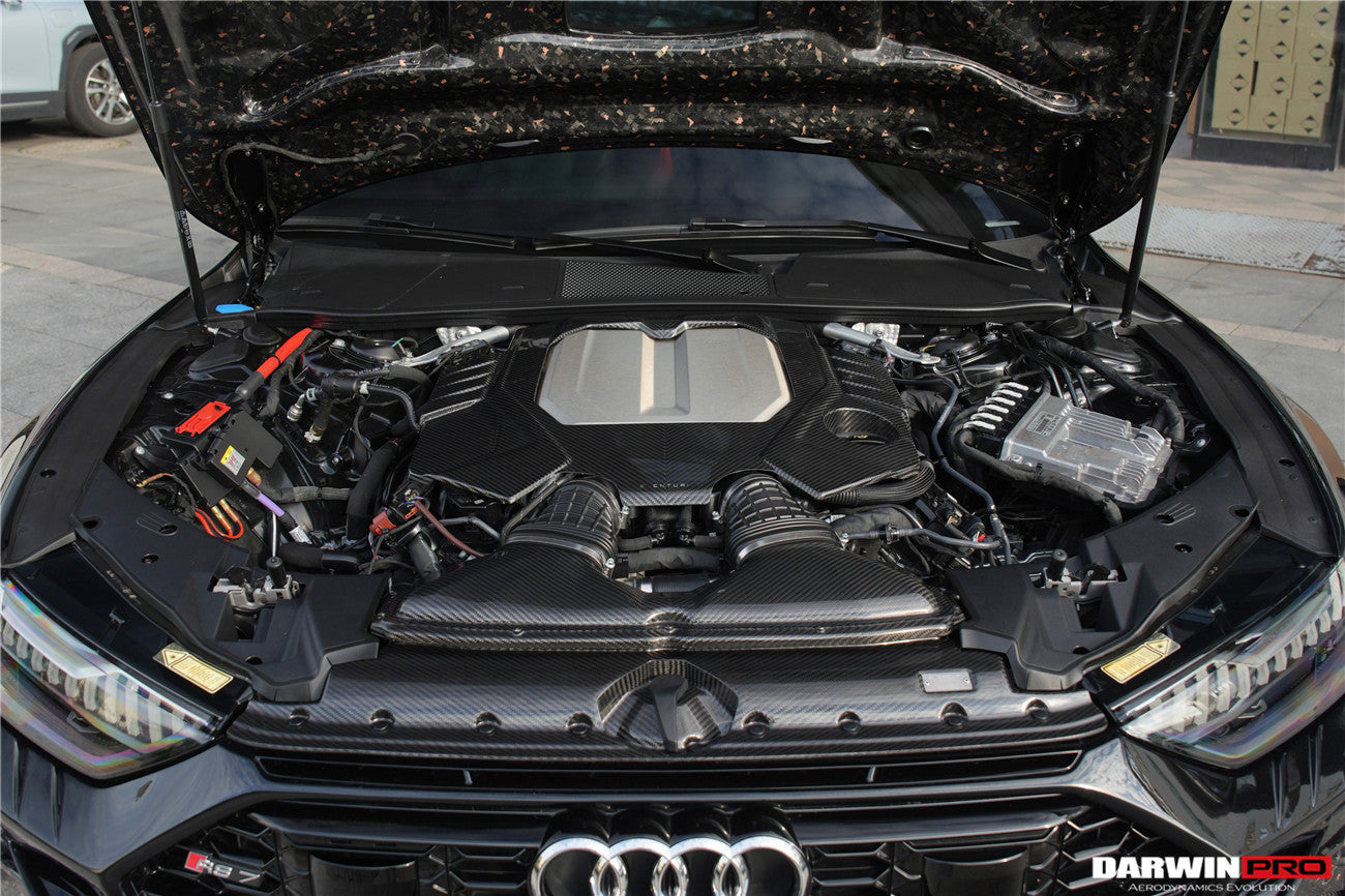 DarwinPRO 2019-2025 Audi RS6 Avant C8 & RS7 C8 Quattro OEM Style Dry Carbon Fiber Engine Cover Replacement