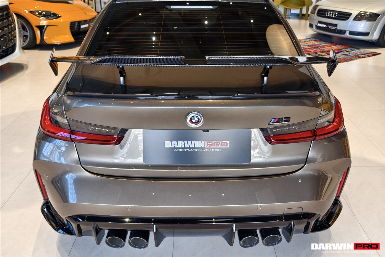 Alerón trasero de fibra de carbono DarwinPRO 2021-UP BMW M3 G80 Serie 3 G20 M4 G82 Serie 4 G22 estilo BKSSII con patas de alerón de aleación de aluminio