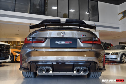 Alerón trasero de fibra de carbono DarwinPRO 2021-UP BMW M3 G80 Serie 3 G20 M4 G82 Serie 4 G22 estilo BKSSII con patas de alerón de aleación de aluminio