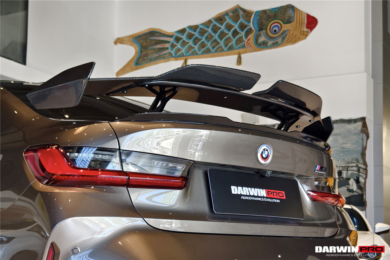 Alerón trasero de fibra de carbono DarwinPRO 2021-UP BMW M3 G80 Serie 3 G20 M4 G82 Serie 4 G22 estilo BKSSII con patas de alerón de aleación de aluminio