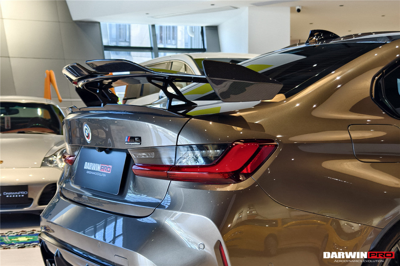 Alerón trasero de fibra de carbono DarwinPRO 2021-UP BMW M3 G80 Serie 3 G20 M4 G82 Serie 4 G22 estilo BKSSII con patas de alerón de aleación de aluminio