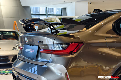 Alerón trasero de fibra de carbono DarwinPRO 2021-UP BMW M3 G80 Serie 3 G20 M4 G82 Serie 4 G22 estilo BKSSII con patas de alerón de aleación de aluminio