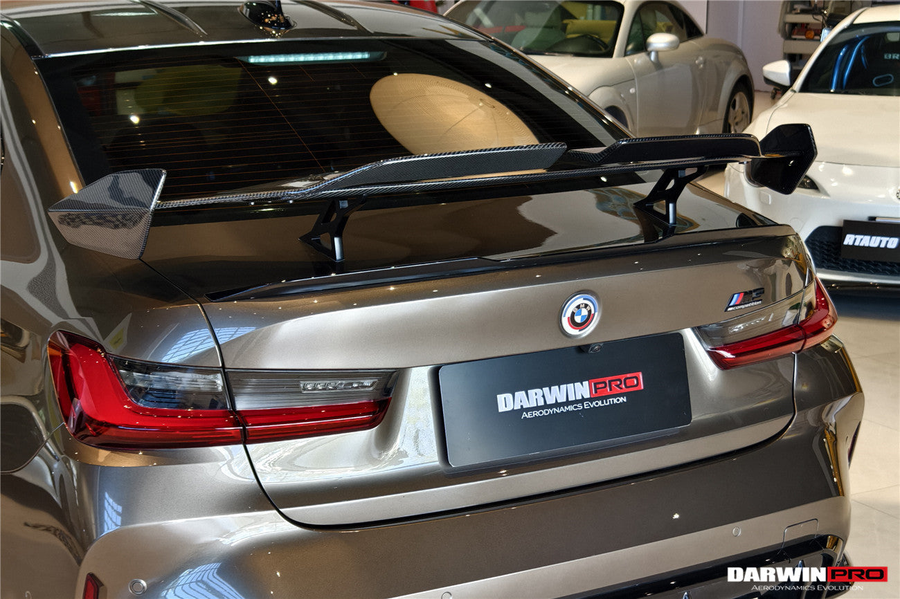 Alerón trasero de fibra de carbono DarwinPRO 2021-UP BMW M3 G80 Serie 3 G20 M4 G82 Serie 4 G22 estilo BKSSII con patas de alerón de aleación de aluminio