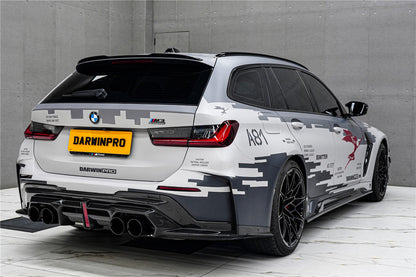 2021-UP BMW M3 G80 G81 Partial Carbon Fiber Rear Bumper with LED Light DarwinPRO (BKSS Ver.2 Design) (PCF8486G81BKSSII-RB)