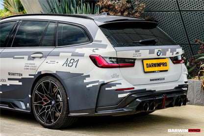 2021-UP BMW M3 G80 G81 Partial Carbon Fiber Rear Bumper with LED Light DarwinPRO (BKSS Ver.2 Design) (PCF8486G81BKSSII-RB)