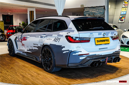 2021-UP BMW M3 G80 G81 Partial Carbon Fiber Rear Bumper with LED Light DarwinPRO (BKSS Ver.2 Design) (PCF8486G81BKSSII-RB)