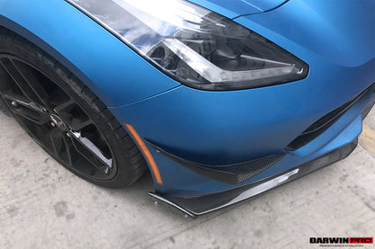 DarwinPRO 2013-2019 Corvette C7 Z51 Z06 Grandsport Carbon Fiber Satge3 Style Front Lip with Satge2 Winglets