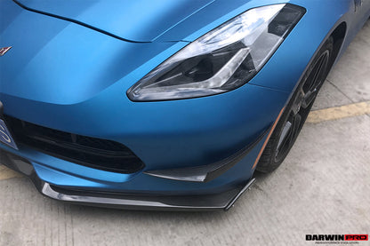DarwinPRO 2013-2019 Corvette C7 Z51 Z06 Grandsport Carbon Fiber Satge3 Style Front Lip with Satge2 Winglets