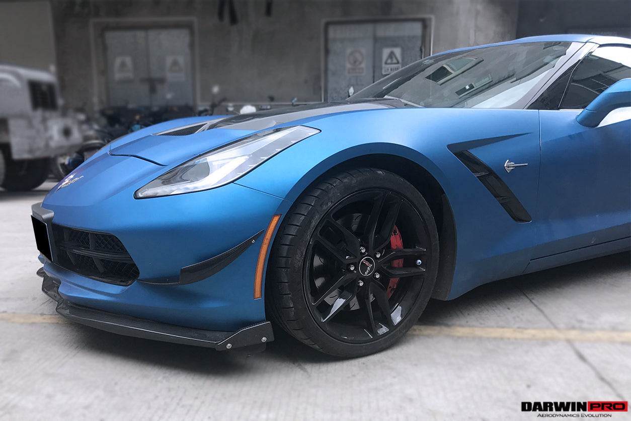 DarwinPRO 2013-2019 Corvette C7 Z51 Z06 Grandsport Carbon Fiber Front  Lip Winglets