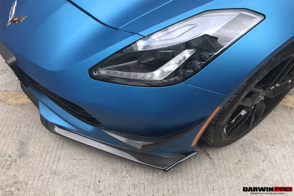 DarwinPRO 2013-2019 Corvette C7 Z51 Z06 Grandsport Carbon Fiber Satge3 Style Front Lip with Satge2 Winglets