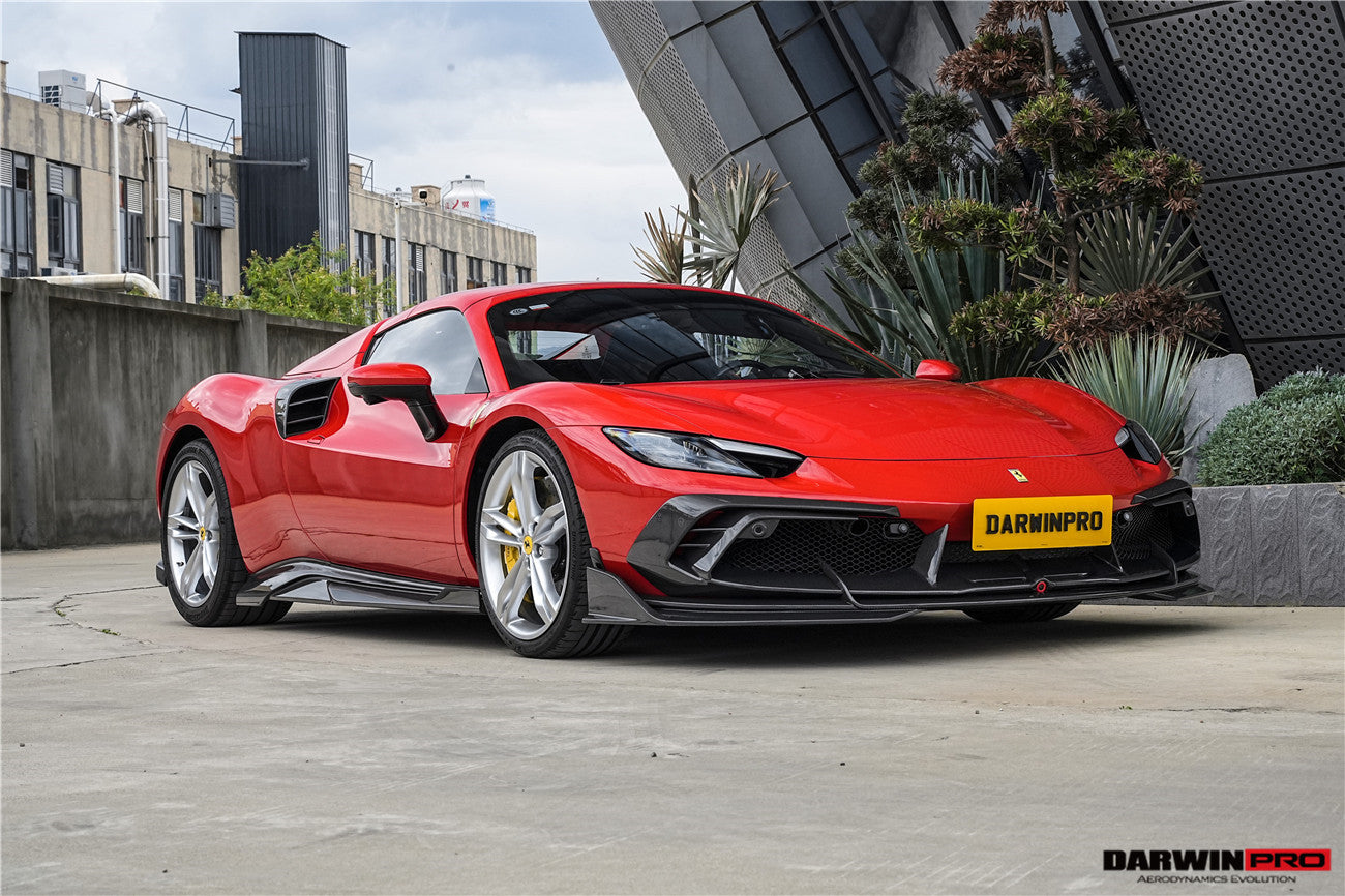 DarwinPRO 2022-2025 Ferrari 296 GTB  GTS Type F171 iMP Carbon Fiber Front Bumper Lip Splitter With Camera holes