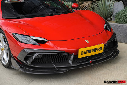 DarwinPRO 2022-2025 Ferrari 296 GTB  GTS Type F171 iMP Carbon Fiber Front Bumper Lip Splitter With Camera holes