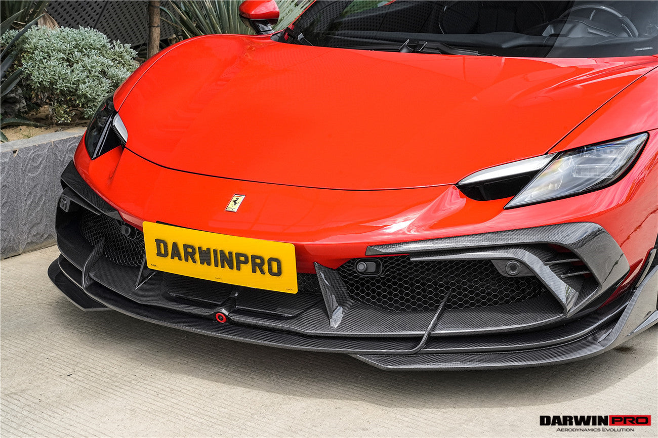 DarwinPRO 2022-2025 Ferrari 296 GTB  GTS Type F171 iMP Carbon Fiber Front Bumper Lip Splitter With Camera holes
